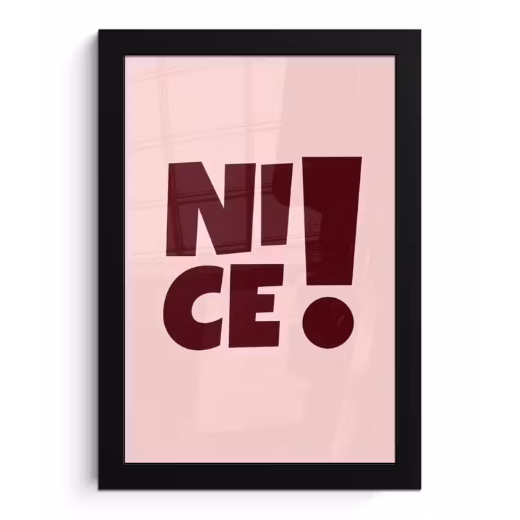 Nice - Uitroepteken - Roze fotolijst zwart zonder passe partout klein -3d