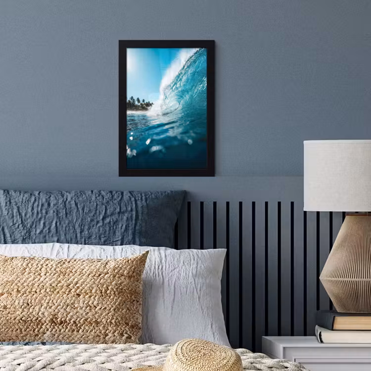 Oceaan - Golf - Strand - Natuur - Blauw fotolijst zwart zonder passe partout klein -sfeer3