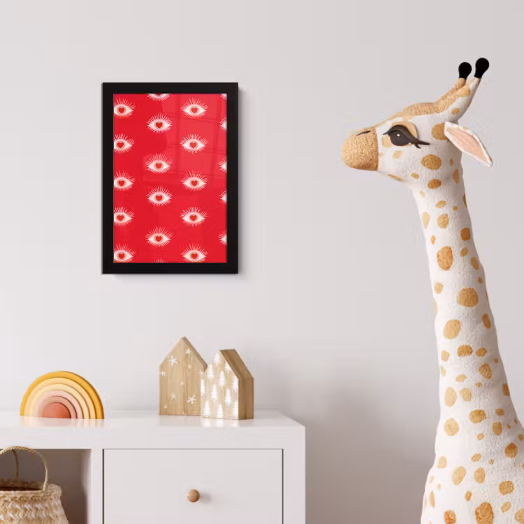 Ogen - Hart - Abstract - Rood - Roze fotolijst zwart zonder passe partout klein 224 -usfeer4_kinderkamer