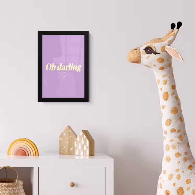 Oh darling - Hart - Paars fotolijst zwart zonder passe partout klein -usfeer4_kinderkamer