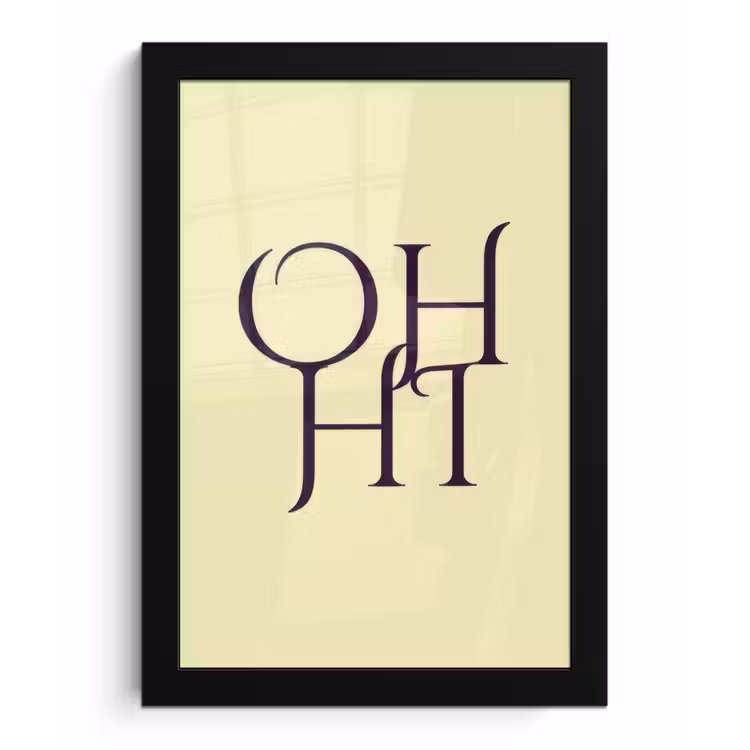 Oh hi - Geel - Monogram fotolijst zwart zonder passe partout klein -3d