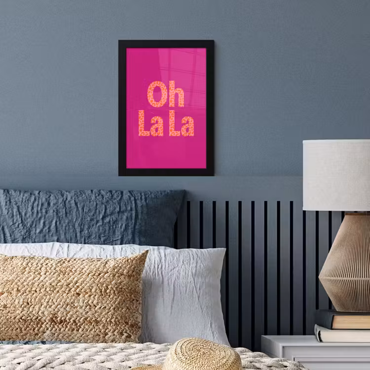 Oh la la - Luipaardprint - Roze fotolijst zwart zonder passe partout klein -sfeer3