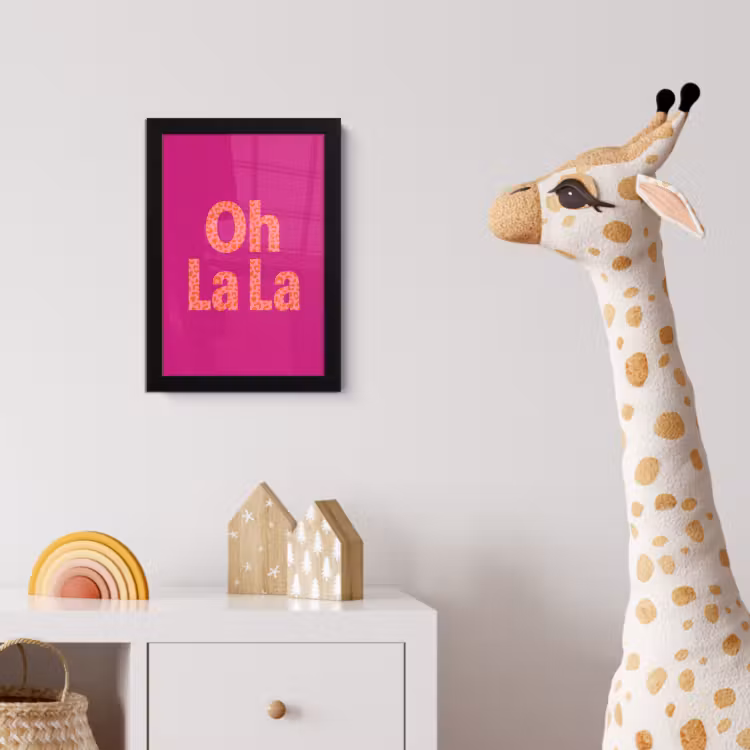 Oh la la - Luipaardprint - Roze fotolijst zwart zonder passe partout klein -usfeer4_kinderkamer
