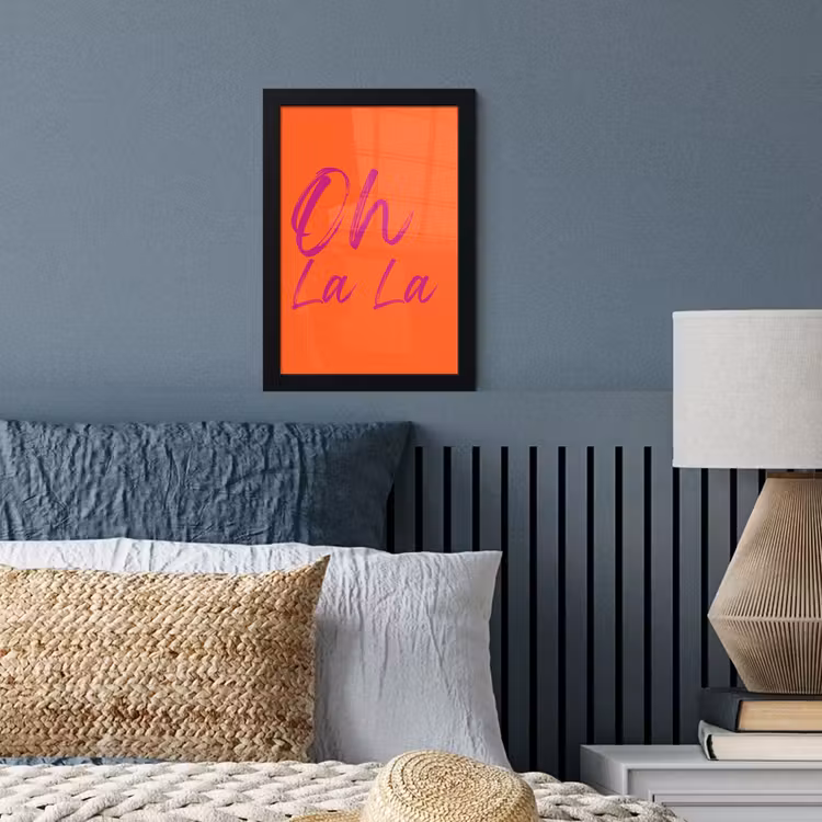 Oh la la - Oranje - Roze - Grafisch fotolijst zwart zonder passe partout klein -sfeer3