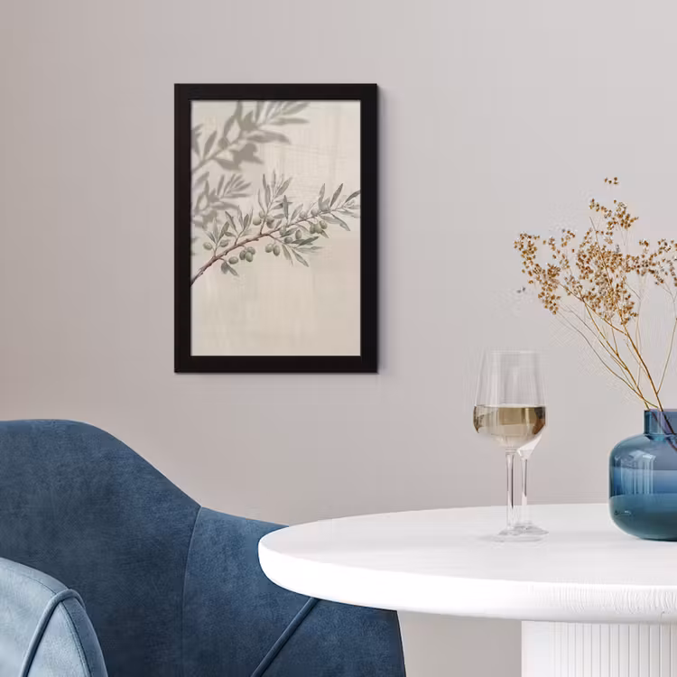 Olijftak - Bladeren - Natuur - Groen - Beige fotolijst zwart zonder passe partout klein -sfeer4