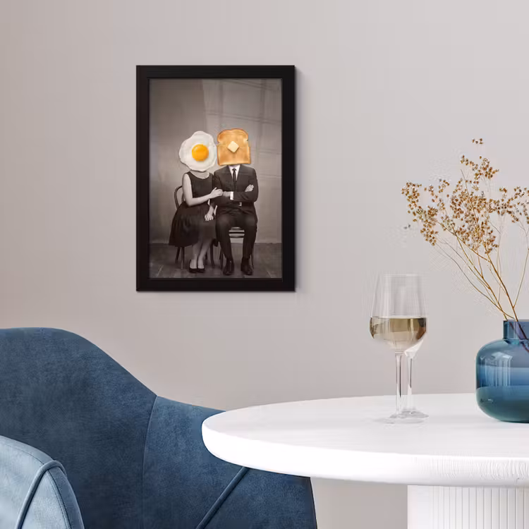 Ontbijt - Koppel - Ei - Brood fotolijst zwart zonder passe partout klein -sfeer4