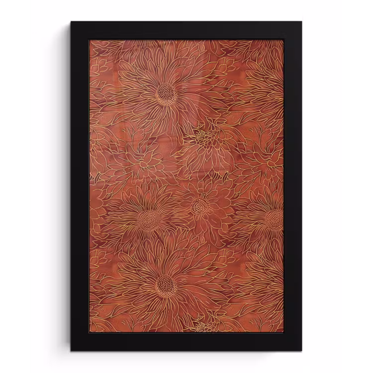 Oosters - Bloemen - Terracotta fotolijst zwart zonder passe partout klein 224 -3d