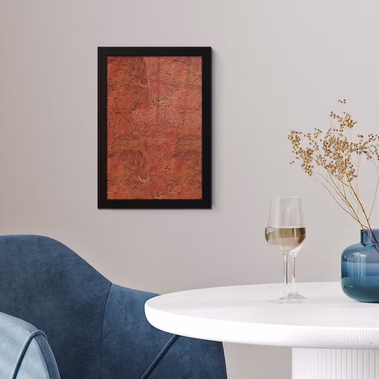 Oosters - Bloemen - Terracotta fotolijst zwart zonder passe partout klein 224 -sfeer4