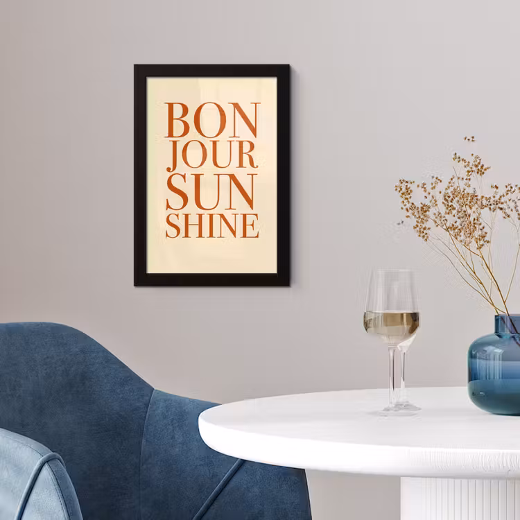Oranje - Quote - Sun fotolijst zwart zonder passe partout klein -sfeer4