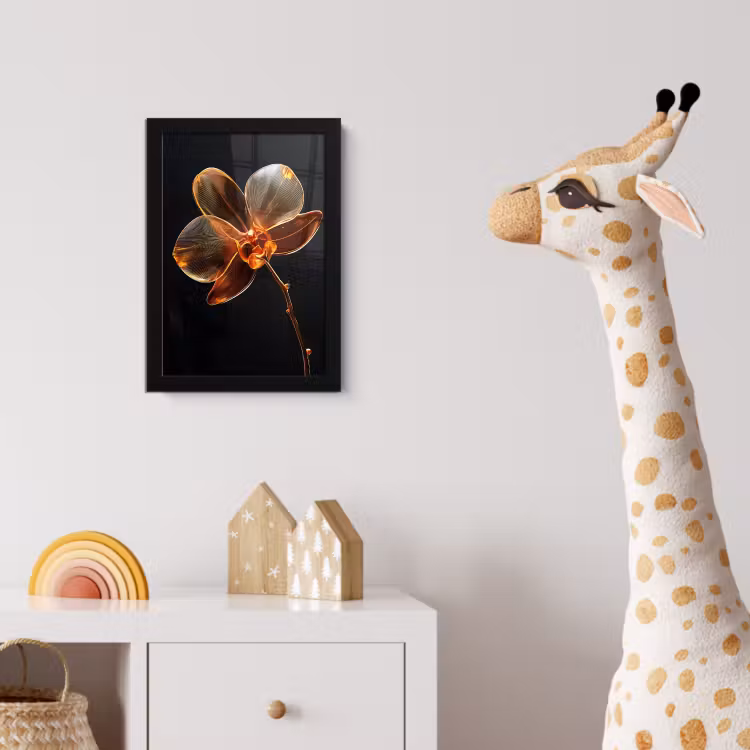 Orchidee - Doorzichtig - Bloem fotolijst zwart zonder passe partout klein -usfeer4_kinderkamer