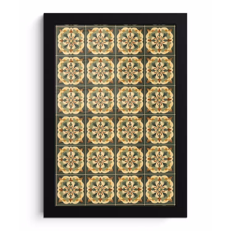 Ornament - Patroon - Groen fotolijst zwart zonder passe partout klein 224 -3d