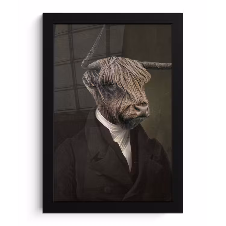 Oude Meesters - Schotse Hooglander - Dieren fotolijst zwart zonder passe partout klein -3d