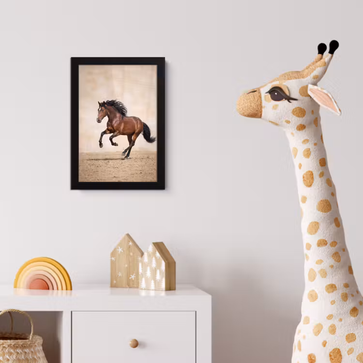 Paard - Galop - Energie fotolijst zwart zonder passe partout klein -usfeer4_kinderkamer
