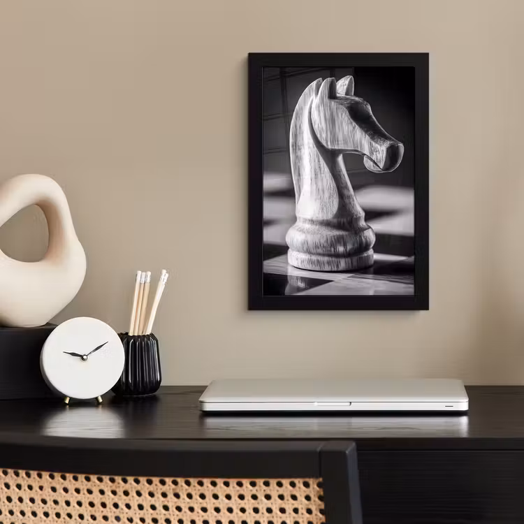 Paard - Hout - Schaalbord - Zwart fotolijst zwart zonder passe partout klein -sfeer1