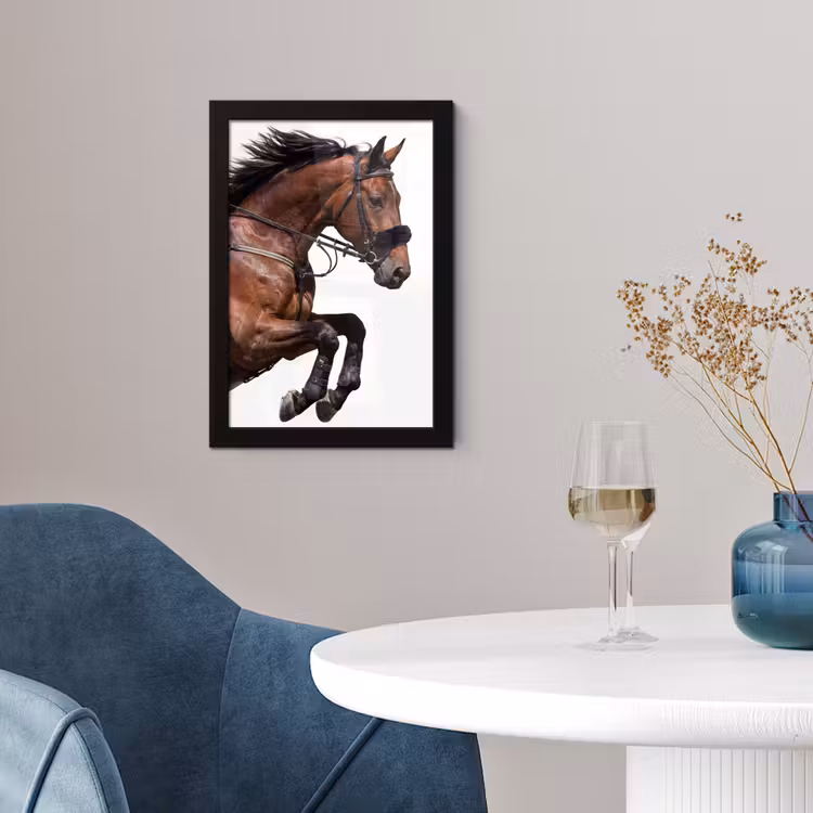 Paard - Springen - Modern fotolijst zwart zonder passe partout klein -sfeer4