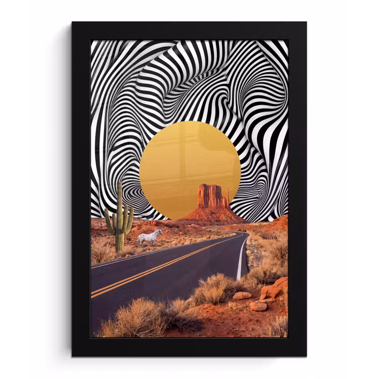 Poster met lijst - Paard - Woestijn - Natuur - Paard - Woestijn - Natuur fotolijst zwart zonder passe partout klein