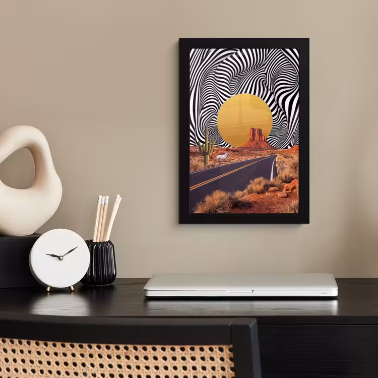 Poster met lijst - Paard - Woestijn - Natuur - Paard - Woestijn - Natuur fotolijst zwart zonder passe partout klein