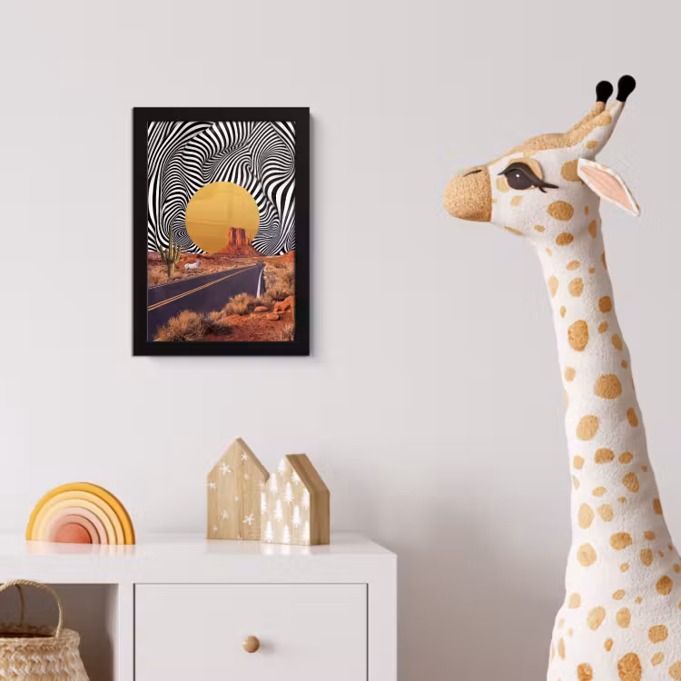 Poster met lijst - Paard - Woestijn - Natuur - Paard - Woestijn - Natuur fotolijst zwart zonder passe partout klein