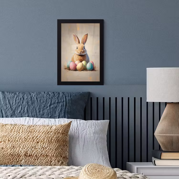 Paashaas - Pastel - Eieren fotolijst zwart zonder passe partout klein -sfeer3