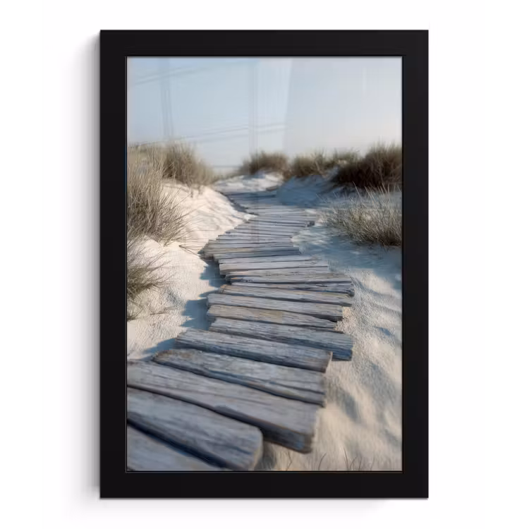 Pad - Planken - Duinen - Gras fotolijst zwart zonder passe partout klein -3d