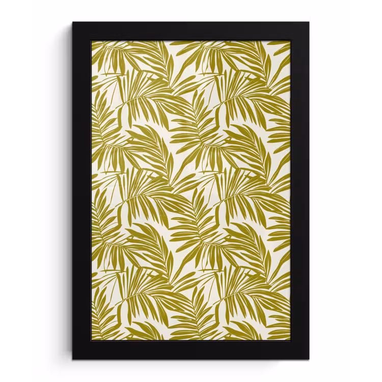 Palmblad - Patroon - Groen fotolijst zwart zonder passe partout klein 224 -3d