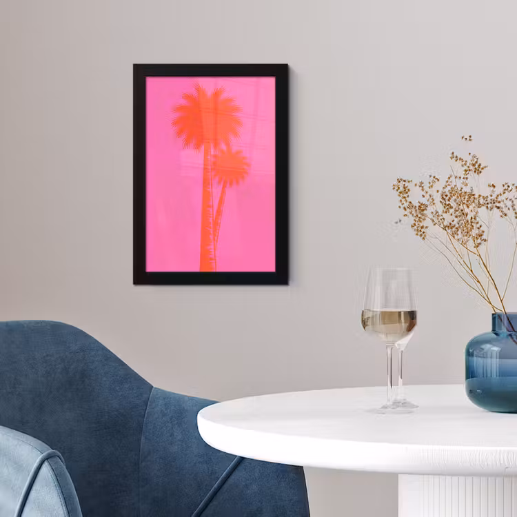 Palmbomen - Modern - Roze fotolijst zwart zonder passe partout klein -sfeer4