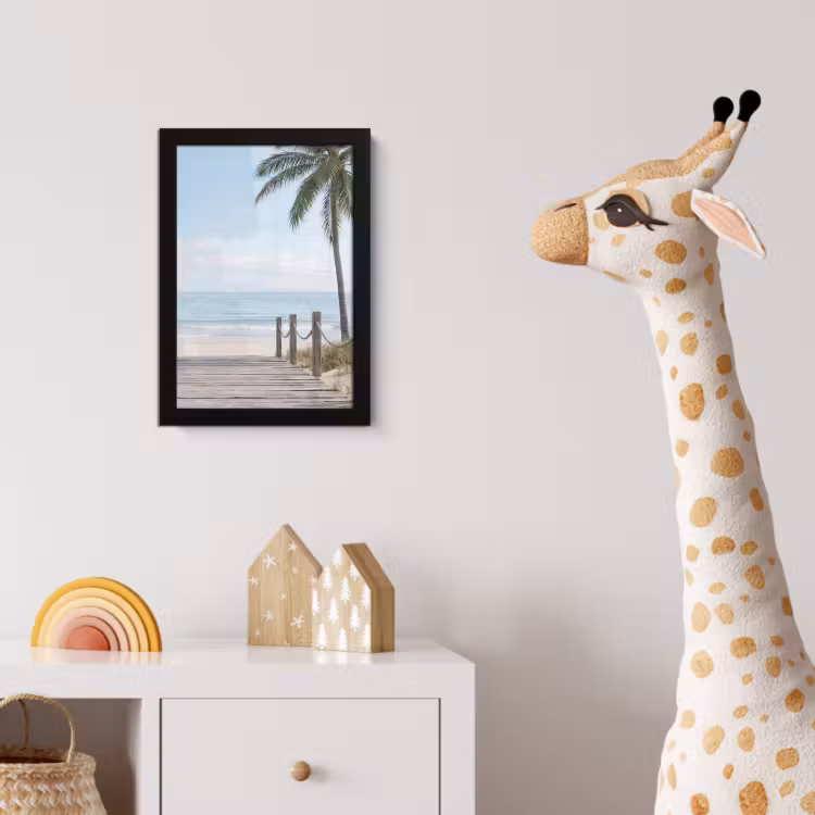Palmbomen - Pad - Horizon fotolijst zwart zonder passe partout klein -usfeer4_kinderkamer