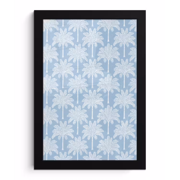 Palmboom - Modern - Blauw fotolijst zwart zonder passe partout klein 224 -3d