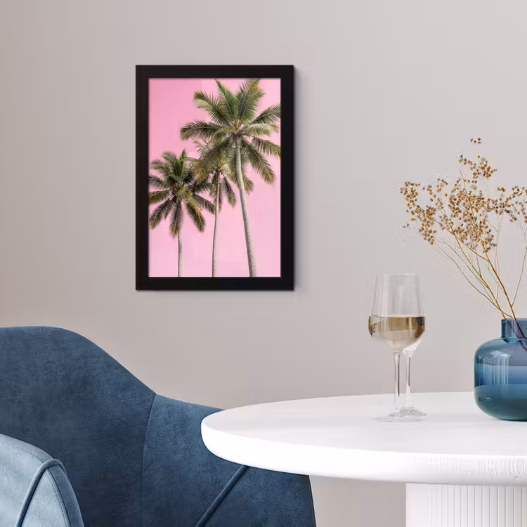 Palmboom - Tropisch - Pink fotolijst zwart zonder passe partout klein -sfeer4