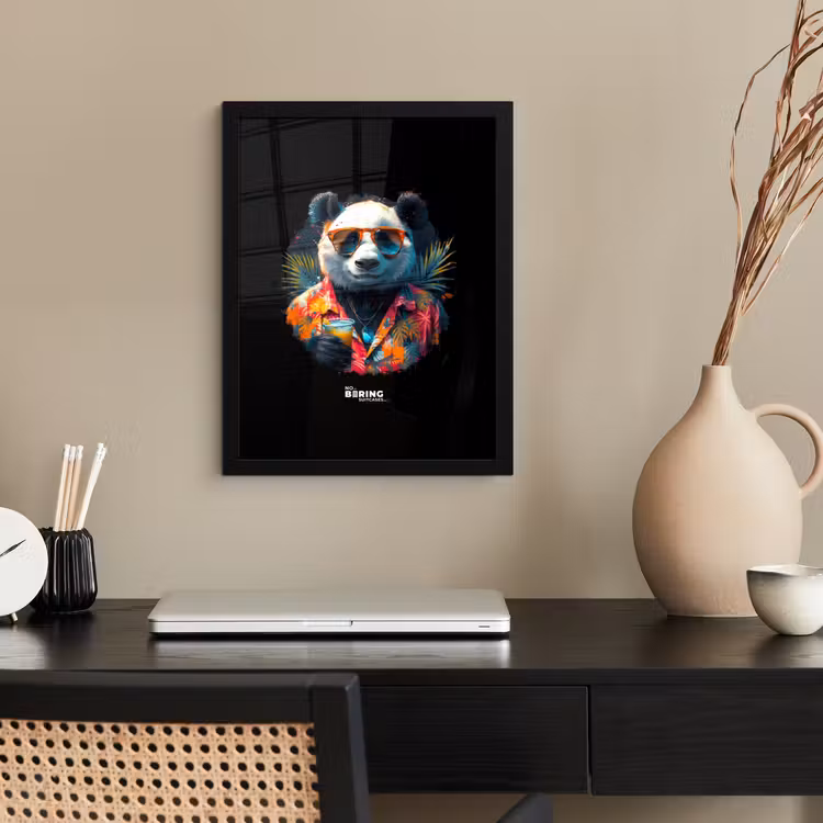 Panda als tropische straatkunst fotolijst zwart zonder passe partout klein -sfeer1