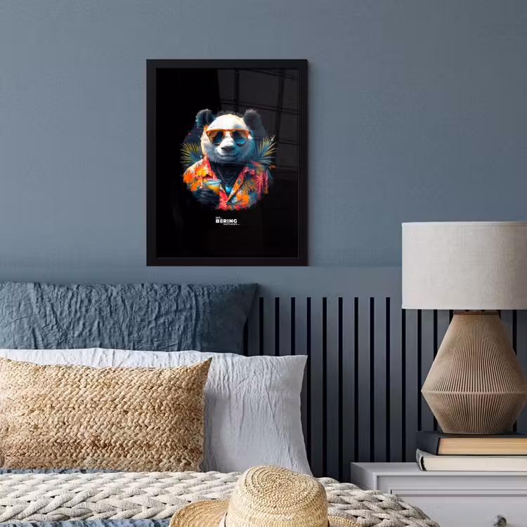 Panda als tropische straatkunst fotolijst zwart zonder passe partout klein -sfeer3