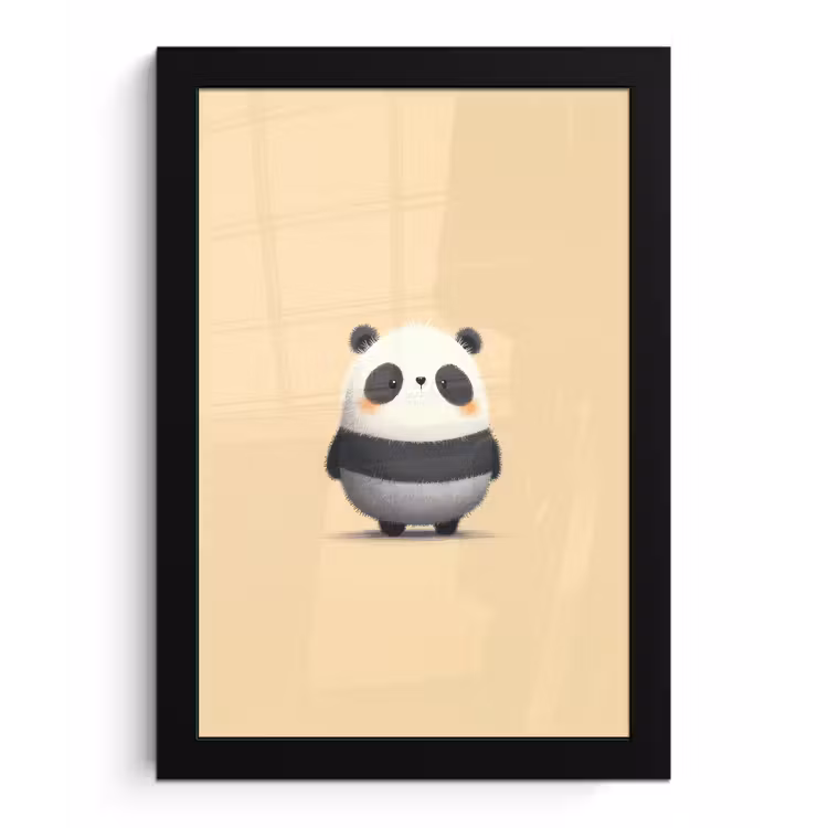 Panda - Beige - Minimalistisch fotolijst zwart zonder passe partout klein -3d