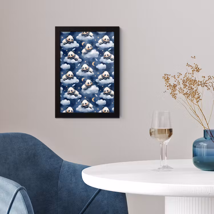 Panda's - Slapen - Blauw fotolijst zwart zonder passe partout klein 224 -sfeer4
