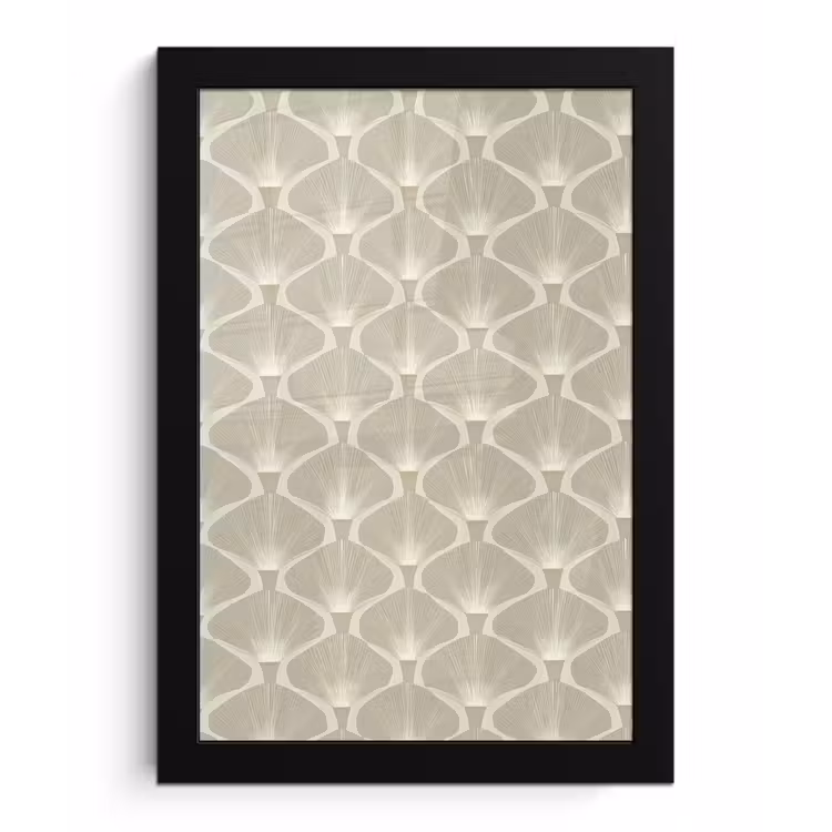 Paneel - Ginkgo - Zand fotolijst zwart zonder passe partout klein 224 -3d