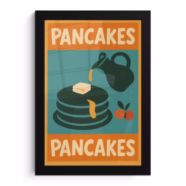 Pannenkoeken - Siroop - Illustratie - Oranje fotolijst zwart zonder passe partout klein -3d