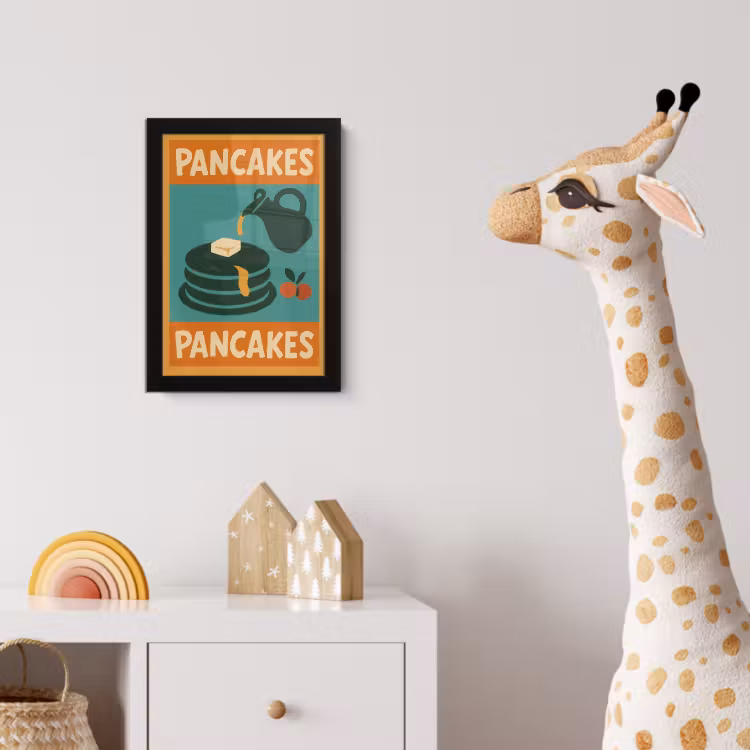 Pannenkoeken - Siroop - Illustratie - Oranje fotolijst zwart zonder passe partout klein -usfeer4_kinderkamer