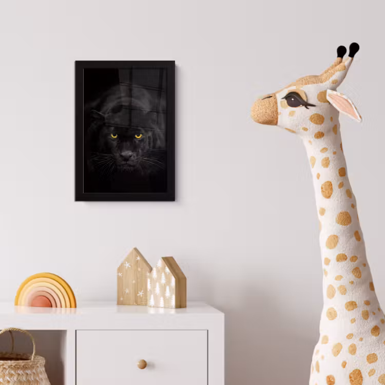 Panter - Dieren - Zwart - Ogen fotolijst zwart zonder passe partout klein -usfeer4_kinderkamer