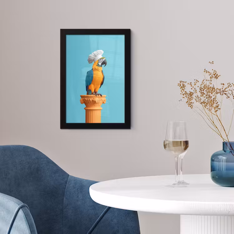 Papegaai - Koksmuts - Grappig - Vogel fotolijst zwart zonder passe partout klein -sfeer4