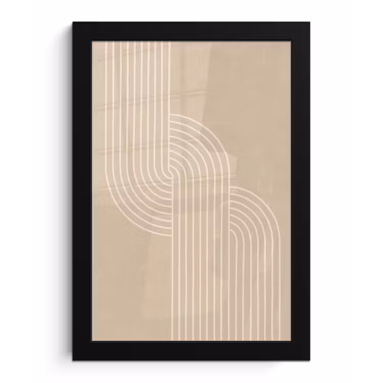 Parallelle lijnen - Lichte textuur - Beige fotolijst zwart zonder passe partout klein -3d