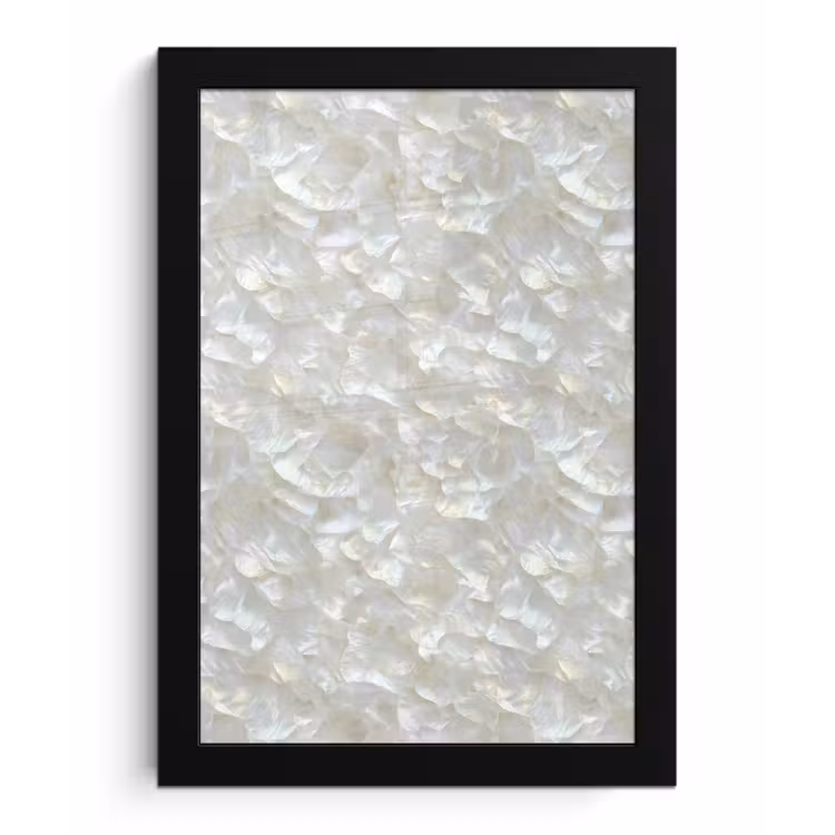 Parelmoerglans - Wit - Schelp fotolijst zwart zonder passe partout klein 224 -3d