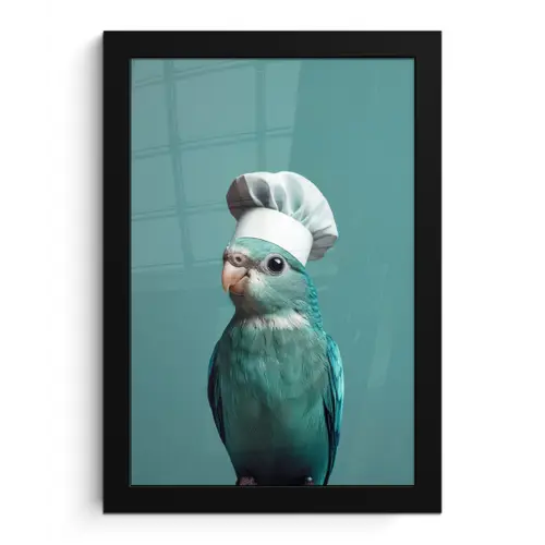 Parkiet - Vogel - Koksmuts - Cute fotolijst zwart zonder passe partout klein -3d