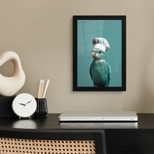 Parkiet - Vogel - Koksmuts - Cute fotolijst zwart zonder passe partout klein -sfeer1