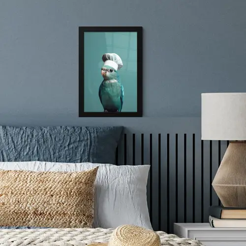 Parkiet - Vogel - Koksmuts - Cute fotolijst zwart zonder passe partout klein -sfeer3