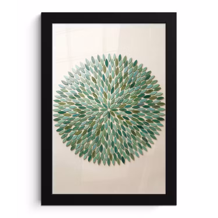 Patroon - Blad - Groen - Abstract fotolijst zwart zonder passe partout klein -3d