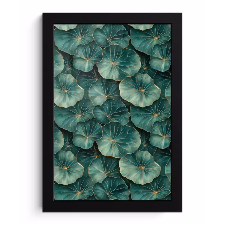 Patroon - Bladeren - Groen fotolijst zwart zonder passe partout klein 224 -3d