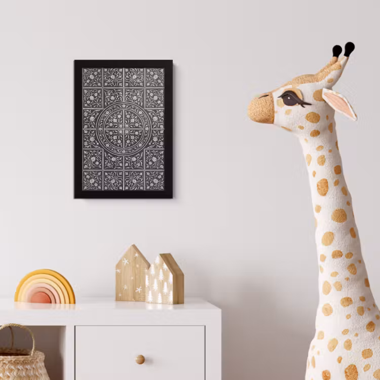 Patroon - Bloemmotief - Decoratie - Klassiek - Zwart fotolijst zwart zonder passe partout klein -usfeer4_kinderkamer