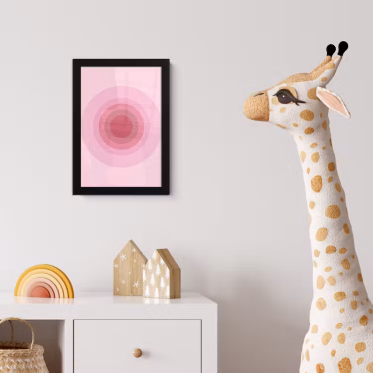 Patroon - Cirkels - Abstract - Roze - Modern fotolijst zwart zonder passe partout klein -usfeer4_kinderkamer