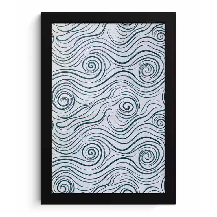 Patroon - Golven - Abstract - Modern - Blauw fotolijst zwart zonder passe partout klein -3d
