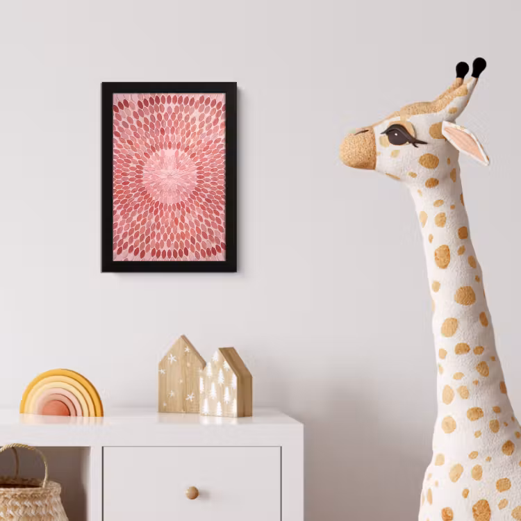 Patroon - Mozaïek - Ovaal - Abstract - Roze fotolijst zwart zonder passe partout klein -usfeer4_kinderkamer