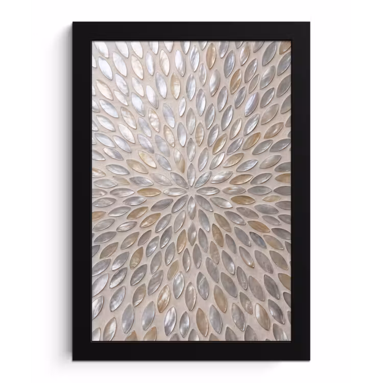 Patroon - Ovaal - Glanzend - Abstract - Beige fotolijst zwart zonder passe partout klein -3d